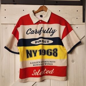 Men's Polo Shirt. Size S. Front And Back Graphics. Moisture Wicking.